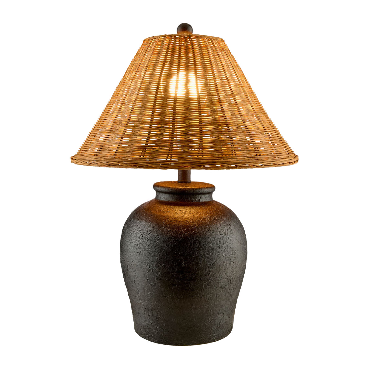   Modern European furniture - Brown Rattan Ceramic Table Lamp - www.oroa.com | Oroa.com