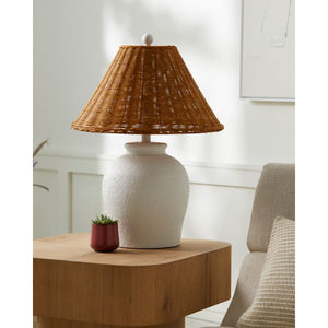   Modern European furniture - Brown Rattan Ceramic Table Lamp - www.oroa.com | Oroa.com