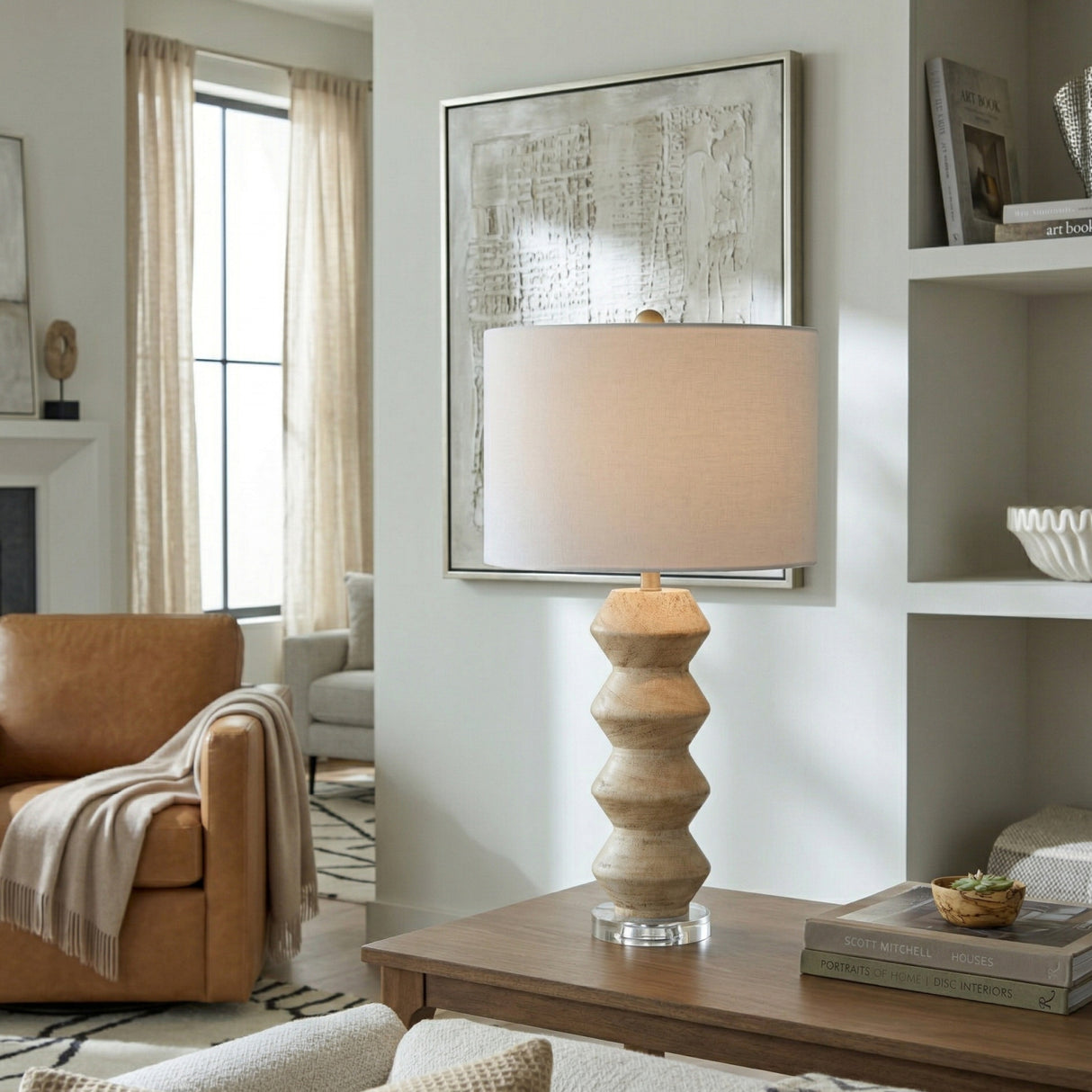   Modern European furniture -  Geometrical Base Linen Table Lamp - www.oroa.com | Oroa.com