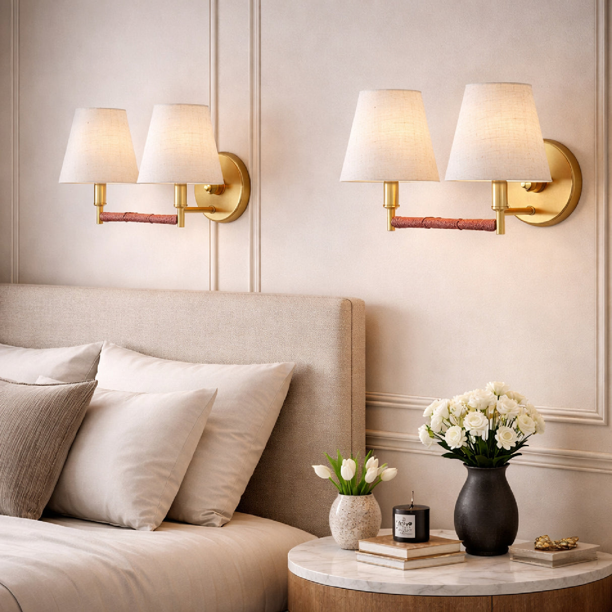   Modern European furniture - Fabric Shade 2-Light Wall Lamp - www.oroa.com | Oroa.com