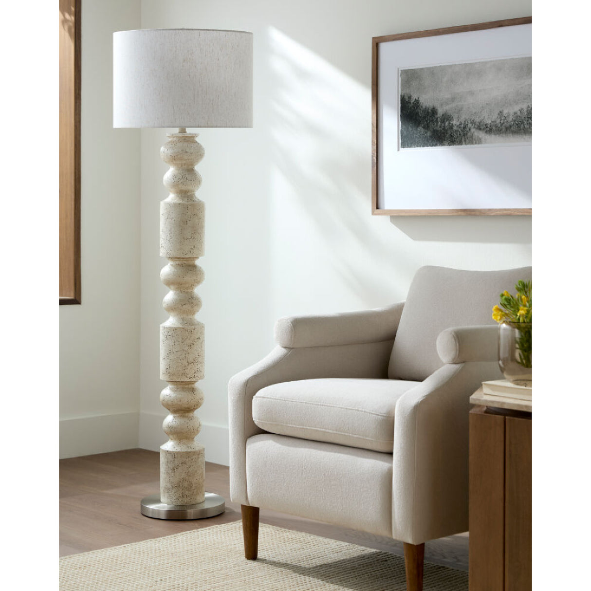   Modern European furniture - Cream Layered Base Floor Lamp - www.oroa.com | Oroa.com