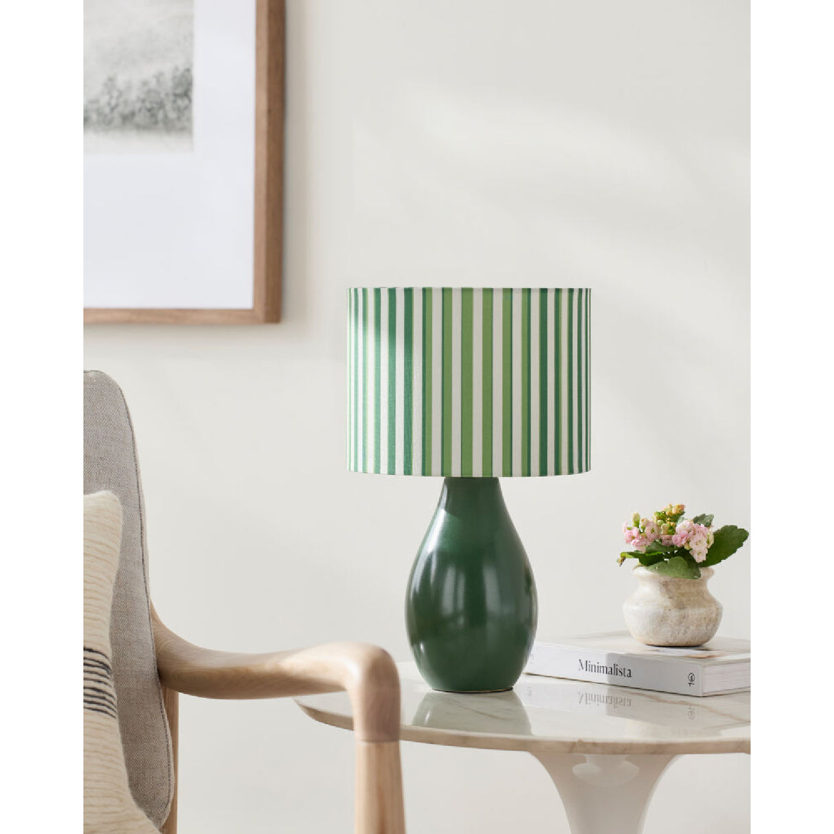   Modern European furniture - Striped Linen Ceramic Table Lamp - www.oroa.com | Oroa.com