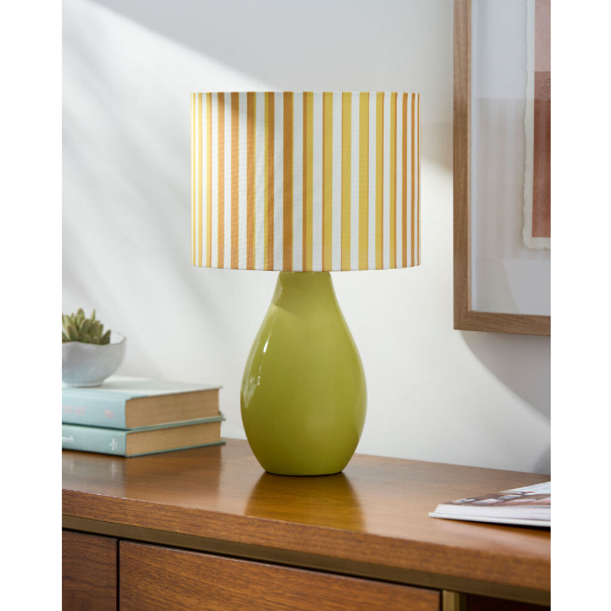   Modern European furniture - Striped Linen Ceramic Table Lamp - www.oroa.com | Oroa.com