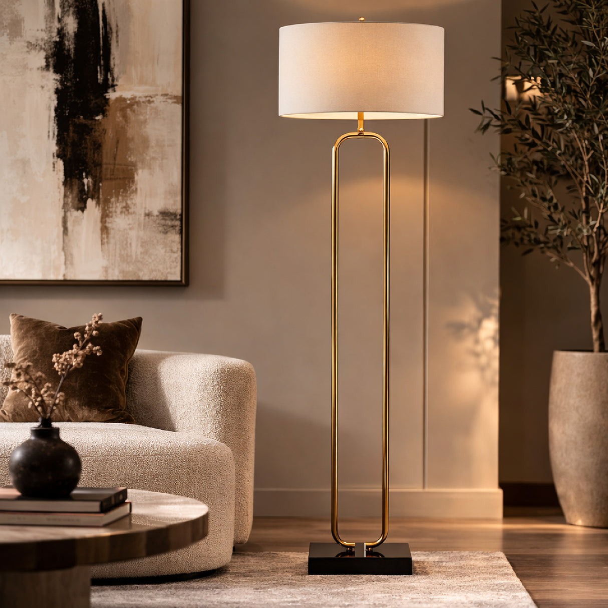   Modern European furniture - White Linen Accent Floor Lamp - www.oroa.com | Oroa.com