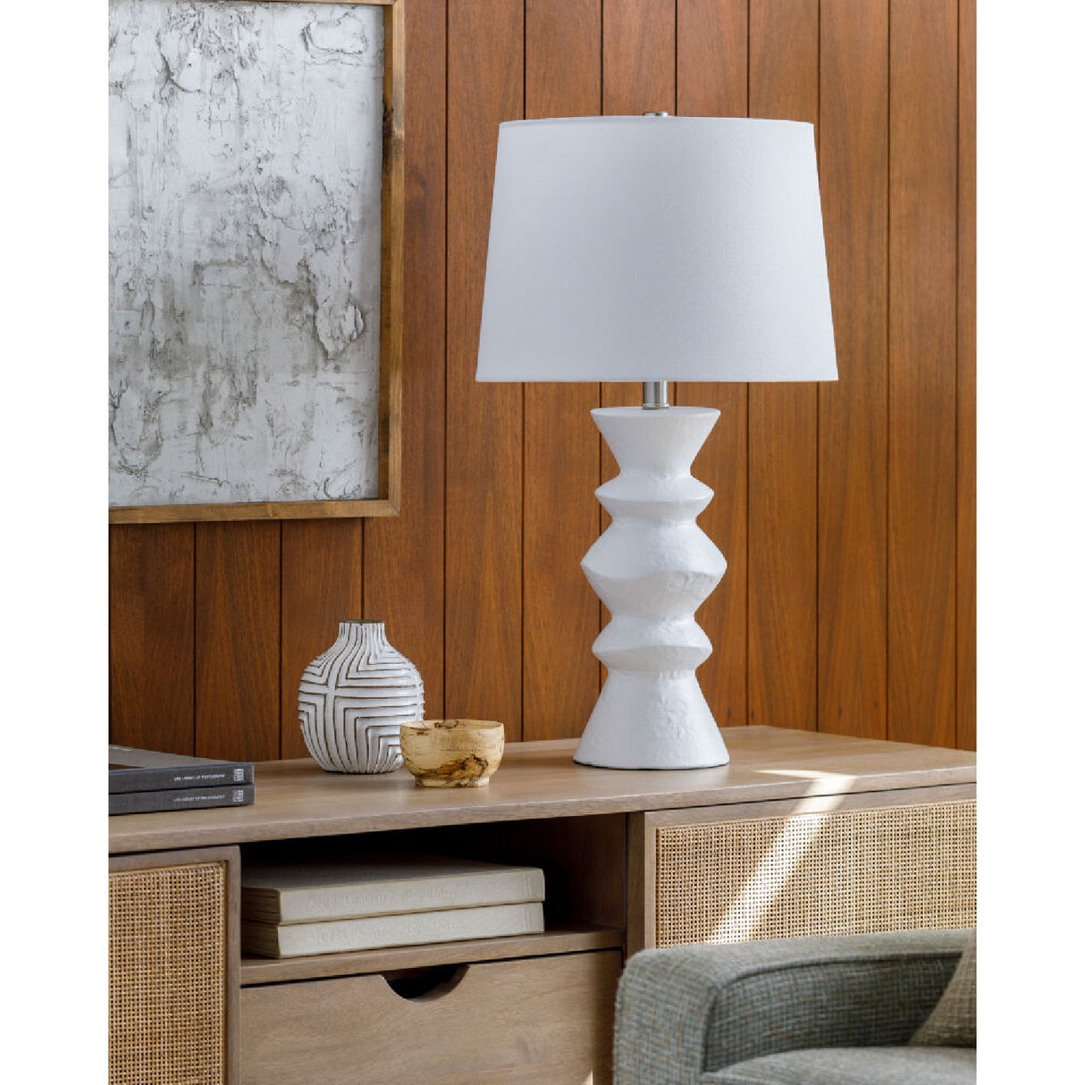   Modern European furniture - White Ceramic Sculpted Table Lamp - www.oroa.com | Oroa.com