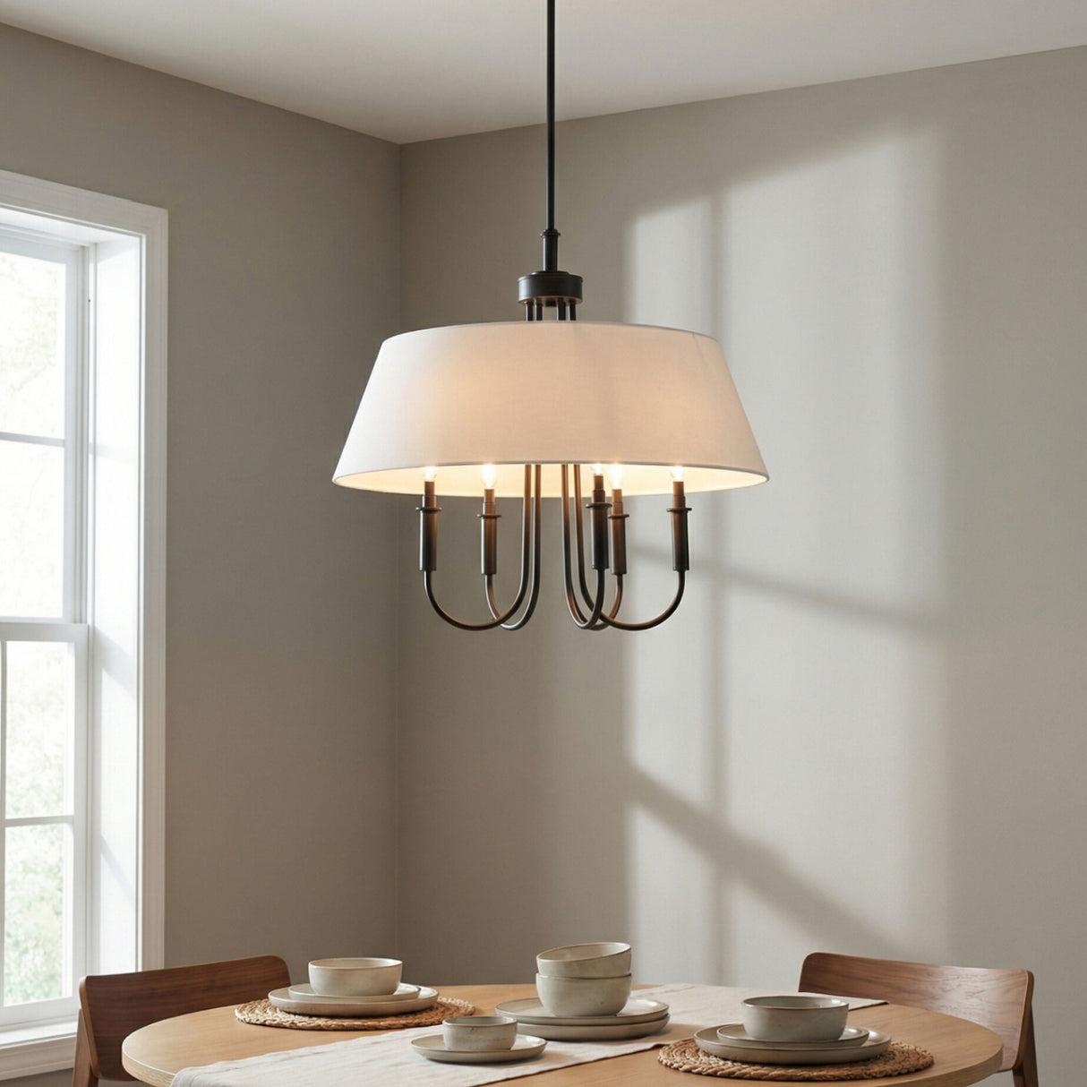   Modern European furniture -  White Linen 5-Light Chandelier - www.oroa.com | Oroa.com