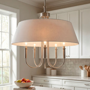   Modern European furniture -  White Linen 5-Light Chandelier - www.oroa.com | Oroa.com