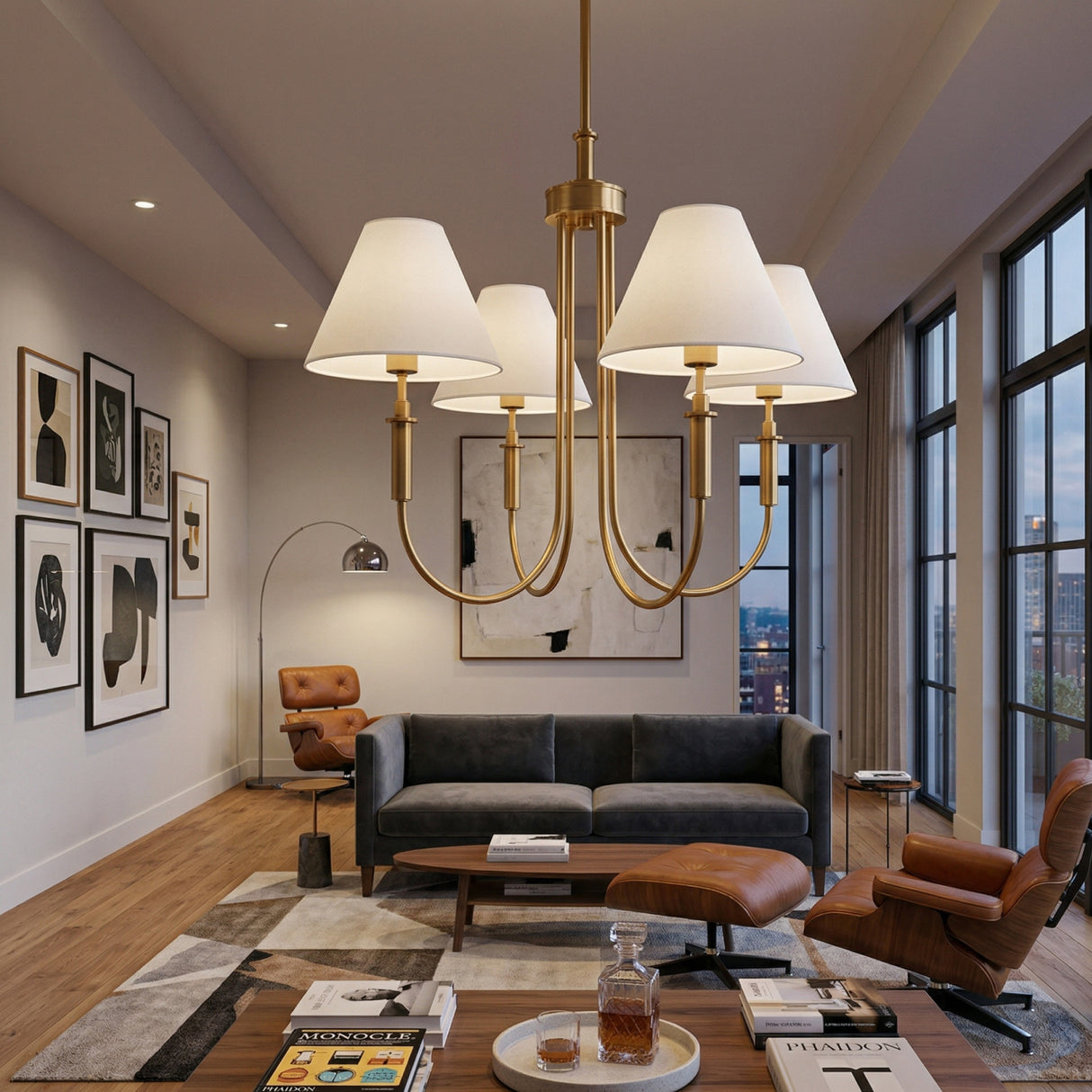   Modern European furniture -  White Linen 4-Light Chandelier - www.oroa.com | Oroa.com