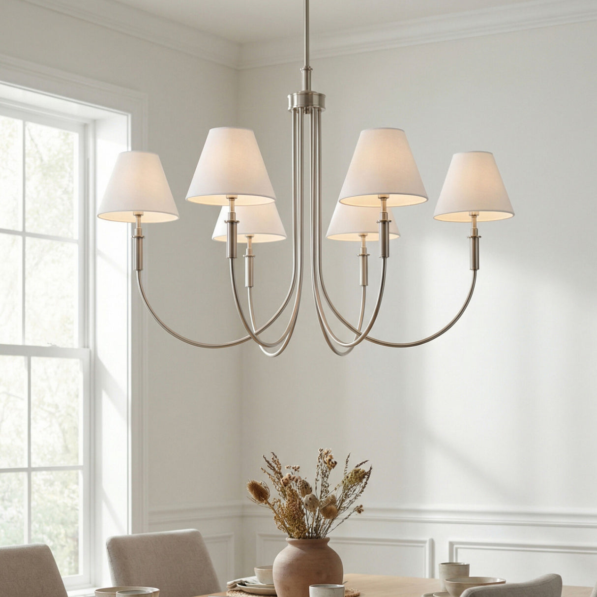   Modern European furniture - Linen Shade 6-Light Chandelier - www.oroa.com | Oroa.com