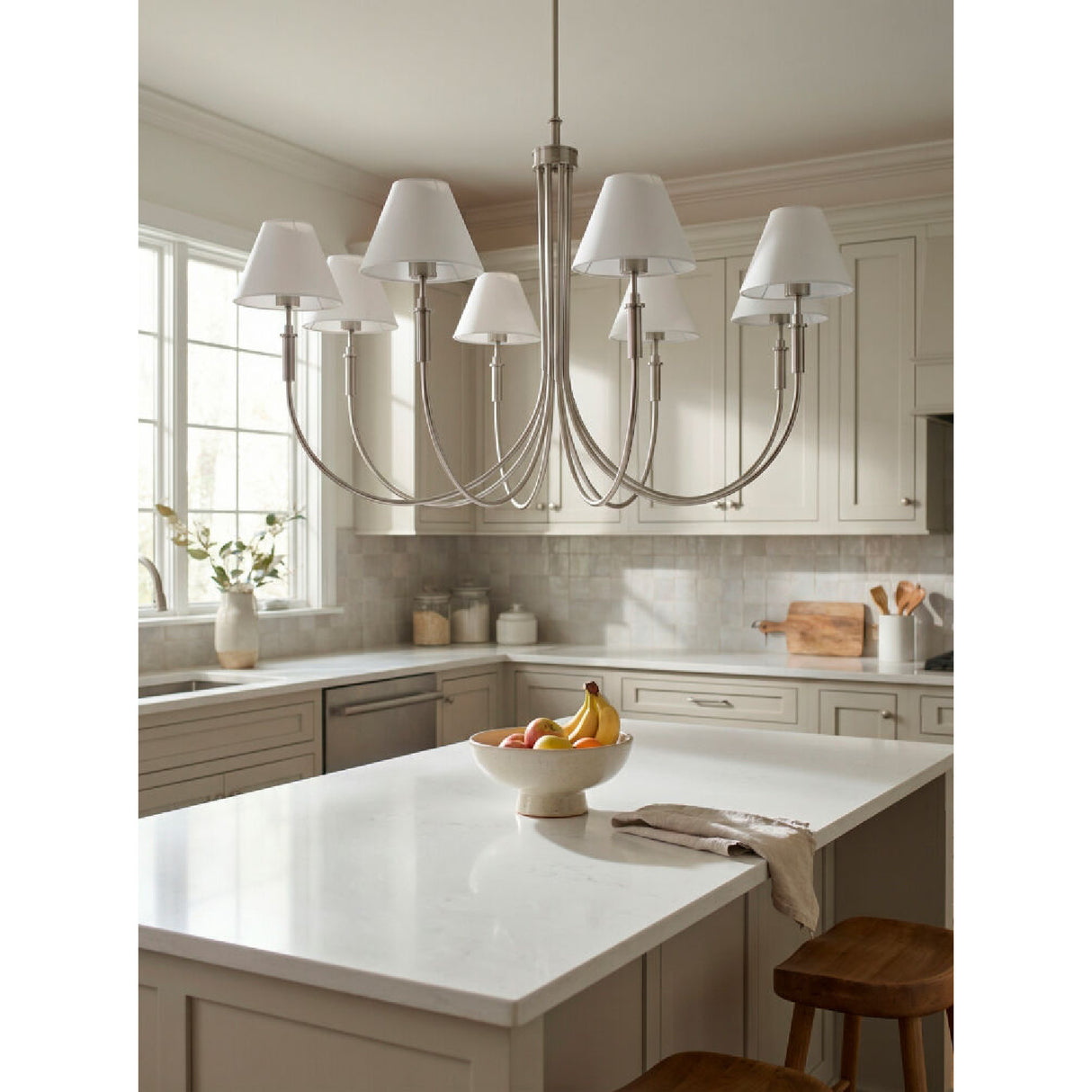   Modern European furniture - Linen Shade 8-Light Chandelier - www.oroa.com | Oroa.com