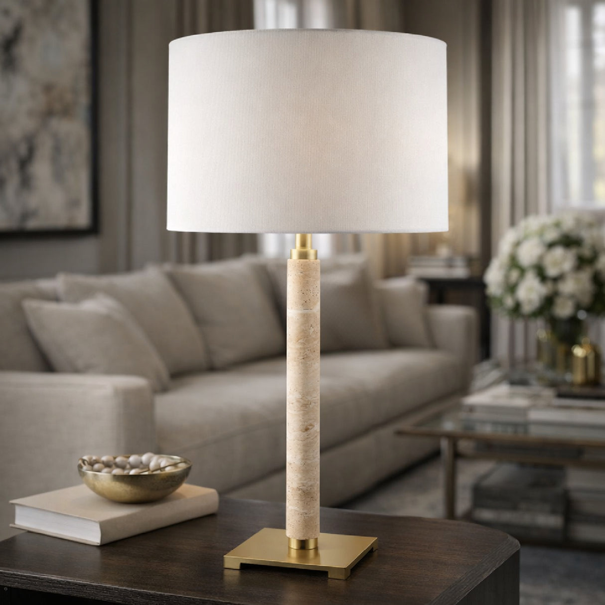   Modern European furniture - White Linen Accent Table Lamp - www.oroa.com | Oroa.com