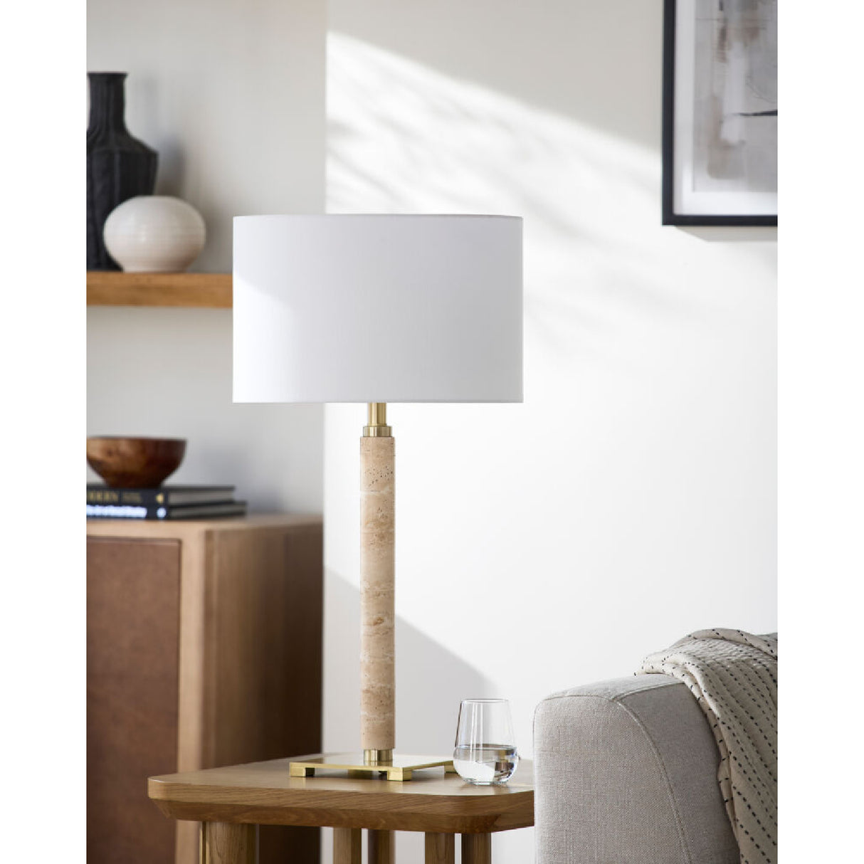   Modern European furniture - White Linen Accent Table Lamp - www.oroa.com | Oroa.com