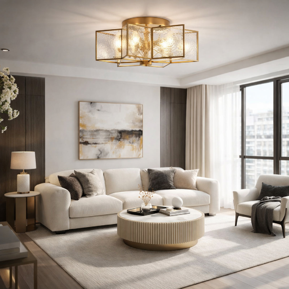   Modern European furniture - Iron-Framed Frosted Glass Ceiling Lamp - www.oroa.com | Oroa.com
