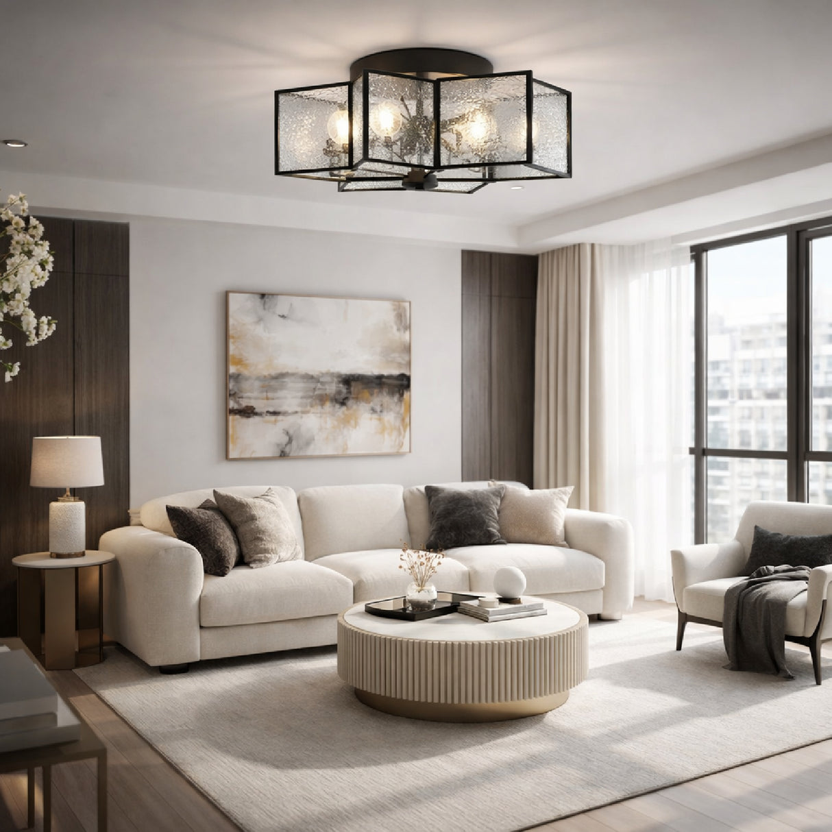   Modern European furniture - Iron-Framed Frosted Glass Ceiling Lamp - www.oroa.com | Oroa.com