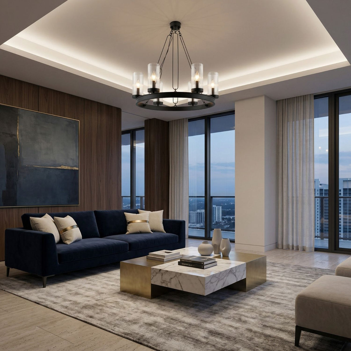  Modern European furniture -  Cylindrical Glass 8-Light Chandelier S - www.oroa.com | Oroa.com