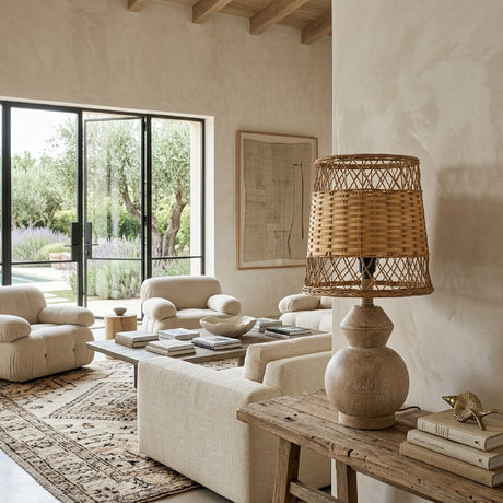   Modern European furniture - Brown Rattan Accent Table Lamps (2) - www.oroa.com | Oroa.com