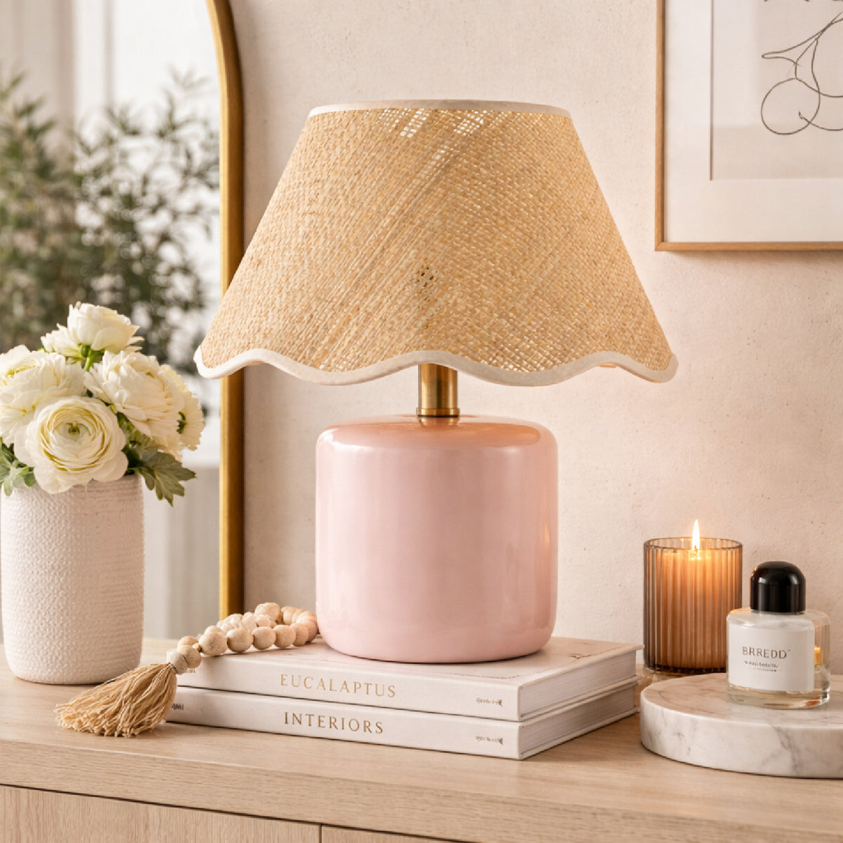   Modern European furniture - Scalloped Edge Seagrass Table Lamp - www.oroa.com | Oroa.com