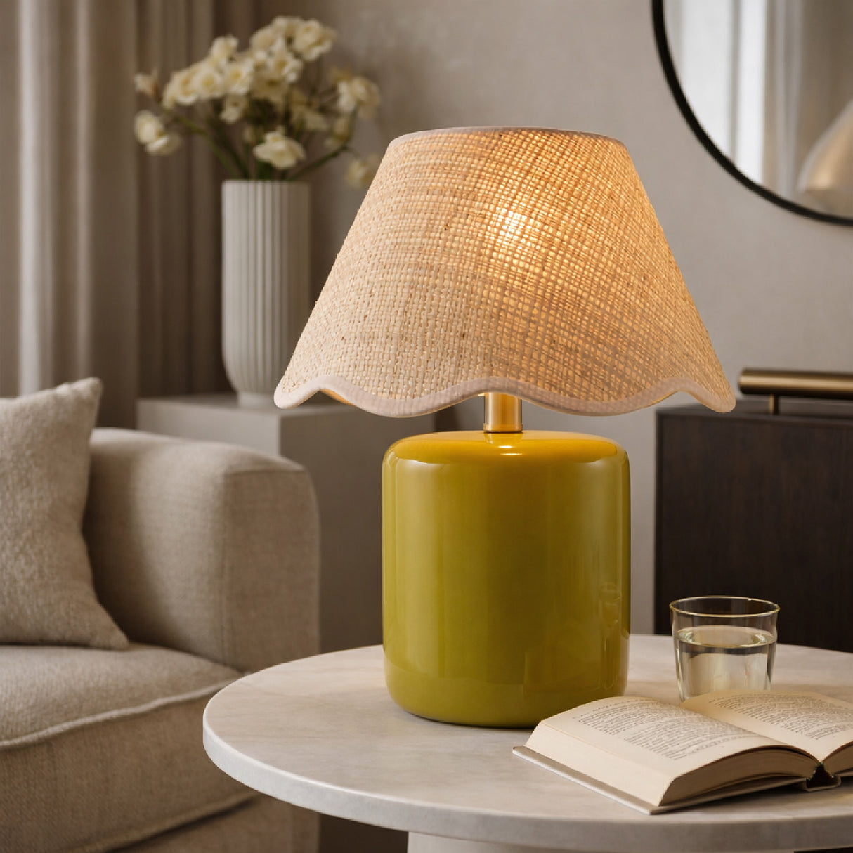   Modern European furniture - Scalloped Edge Seagrass Table Lamp - www.oroa.com | Oroa.com