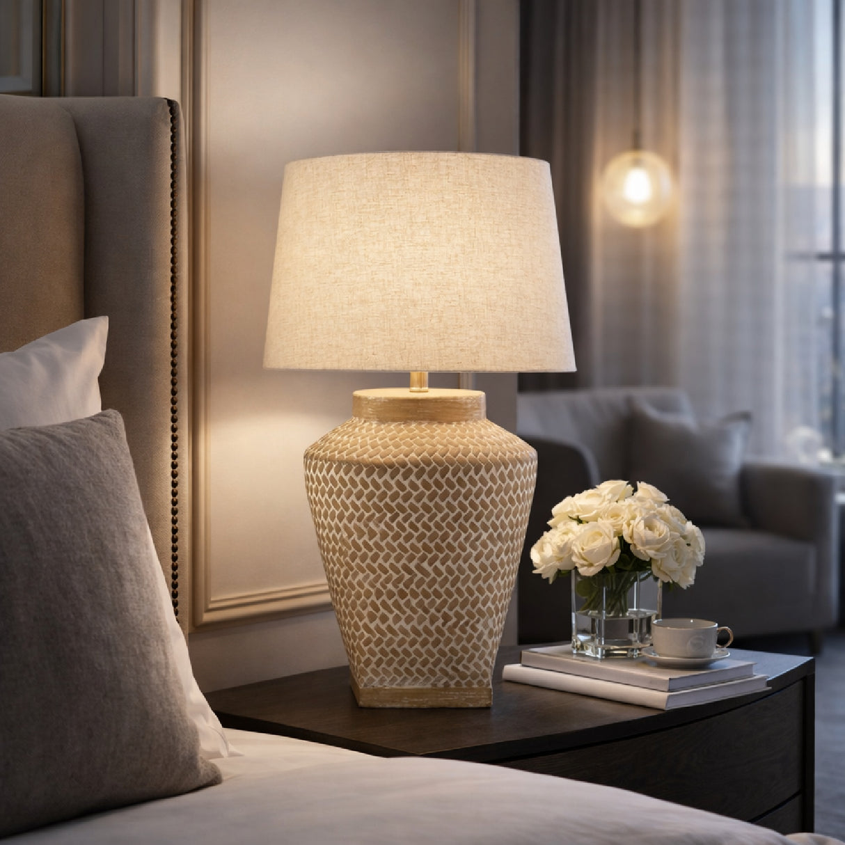   Modern European furniture -  Carved Ceramic Accent Table Lamp - www.oroa.com | Oroa.com