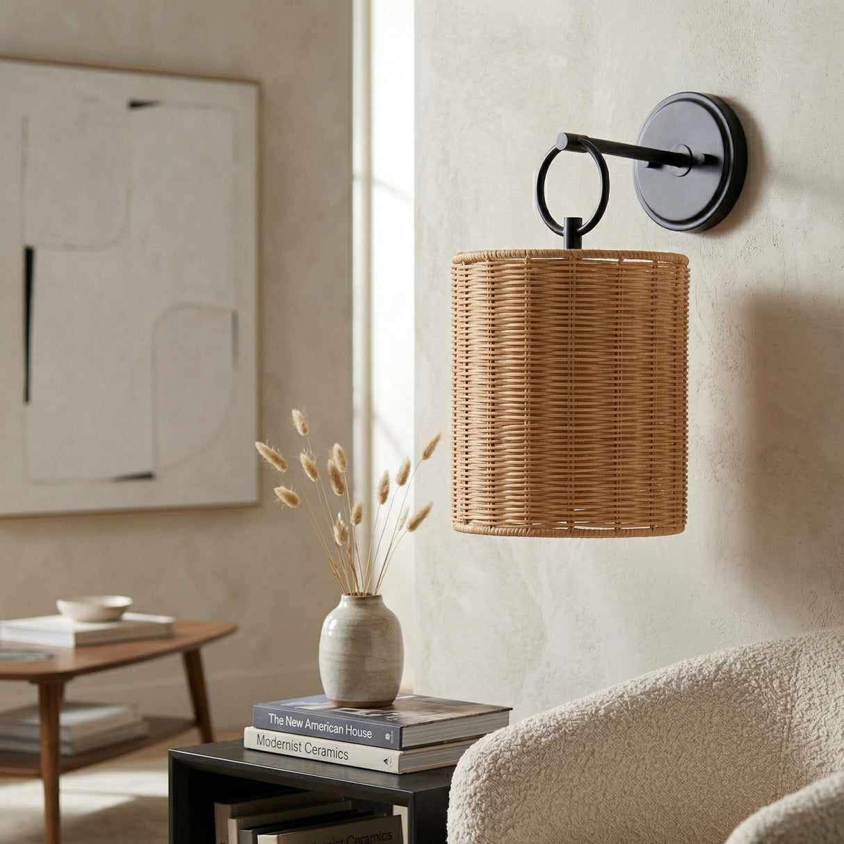   Modern European furniture - Drum Rattan Shade Wall Lamp - www.oroa.com | Oroa.com