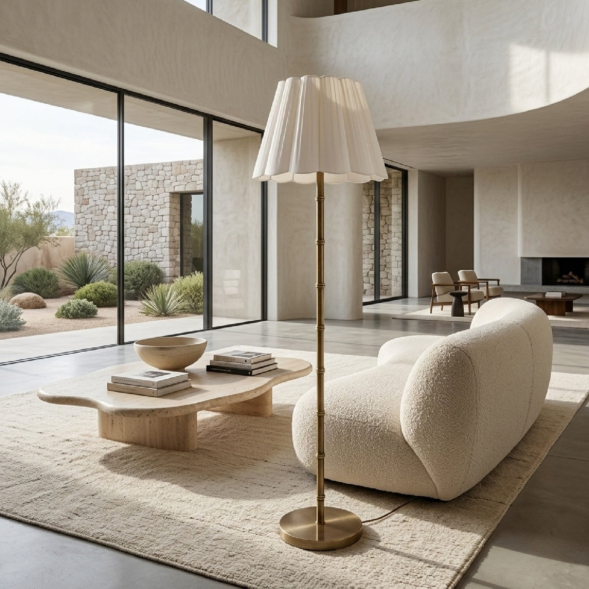   Modern European furniture - White Scalloped Linen Floor Lamp - www.oroa.com | Oroa.com