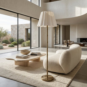   Modern European furniture - White Scalloped Linen Floor Lamp - www.oroa.com | Oroa.com