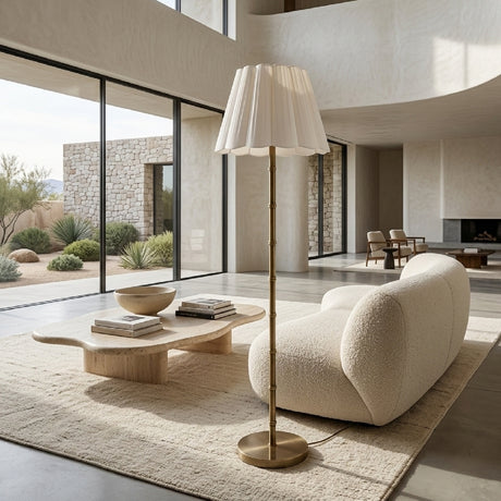  Modern European furniture - White Scalloped Linen Floor Lamp - www.oroa.com | Oroa.com