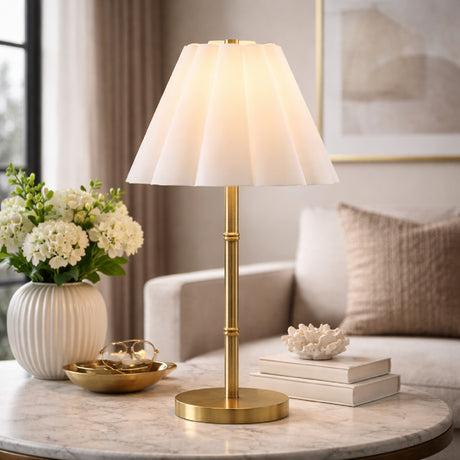   Modern European furniture - White Scalloped Linen Table Lamp - www.oroa.com | Oroa.com