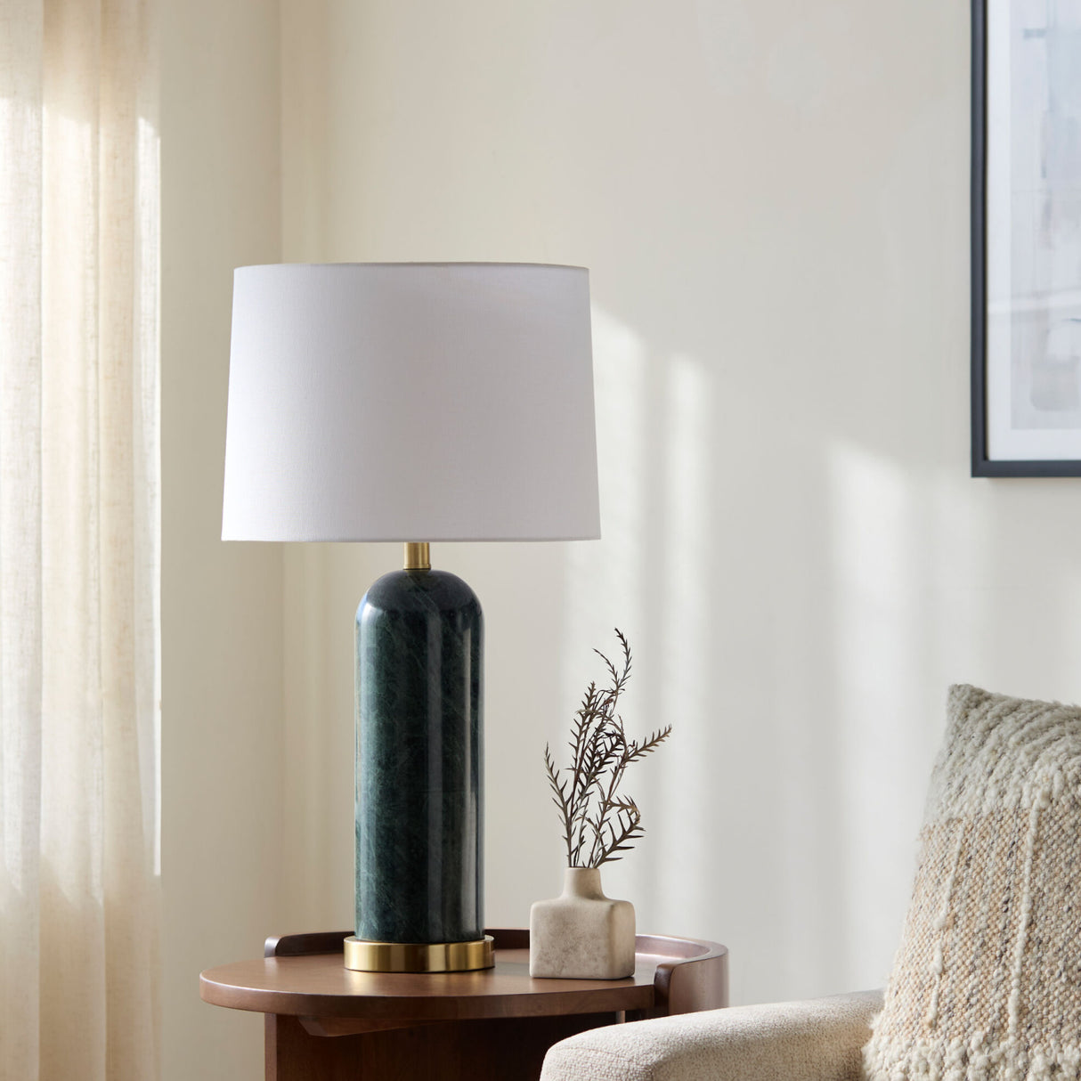   Modern European furniture - Brushed Marble Linen Table Lamp - www.oroa.com | Oroa.com