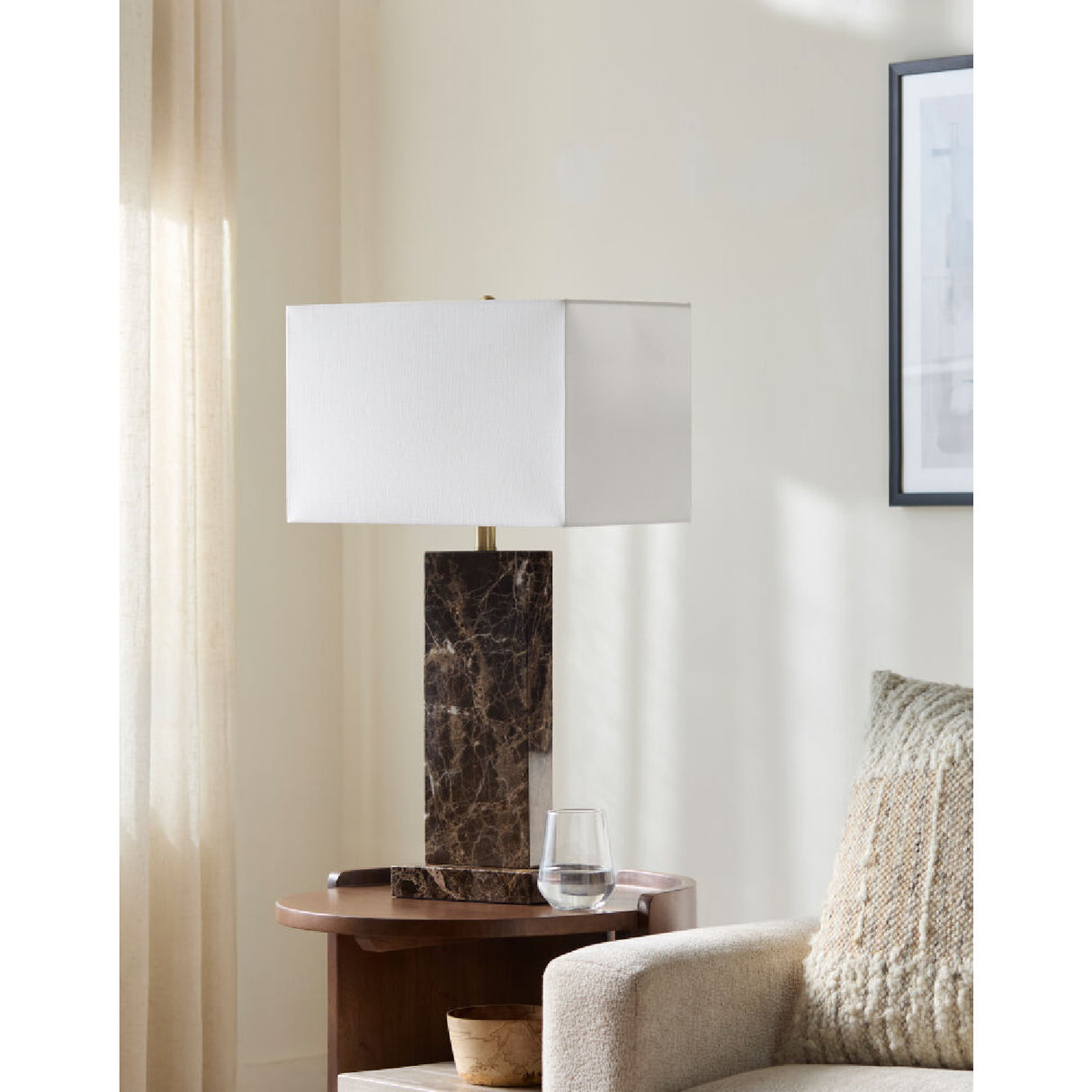   Modern European furniture - Rectangular Brushed Marble Table Lamp - www.oroa.com | Oroa.com