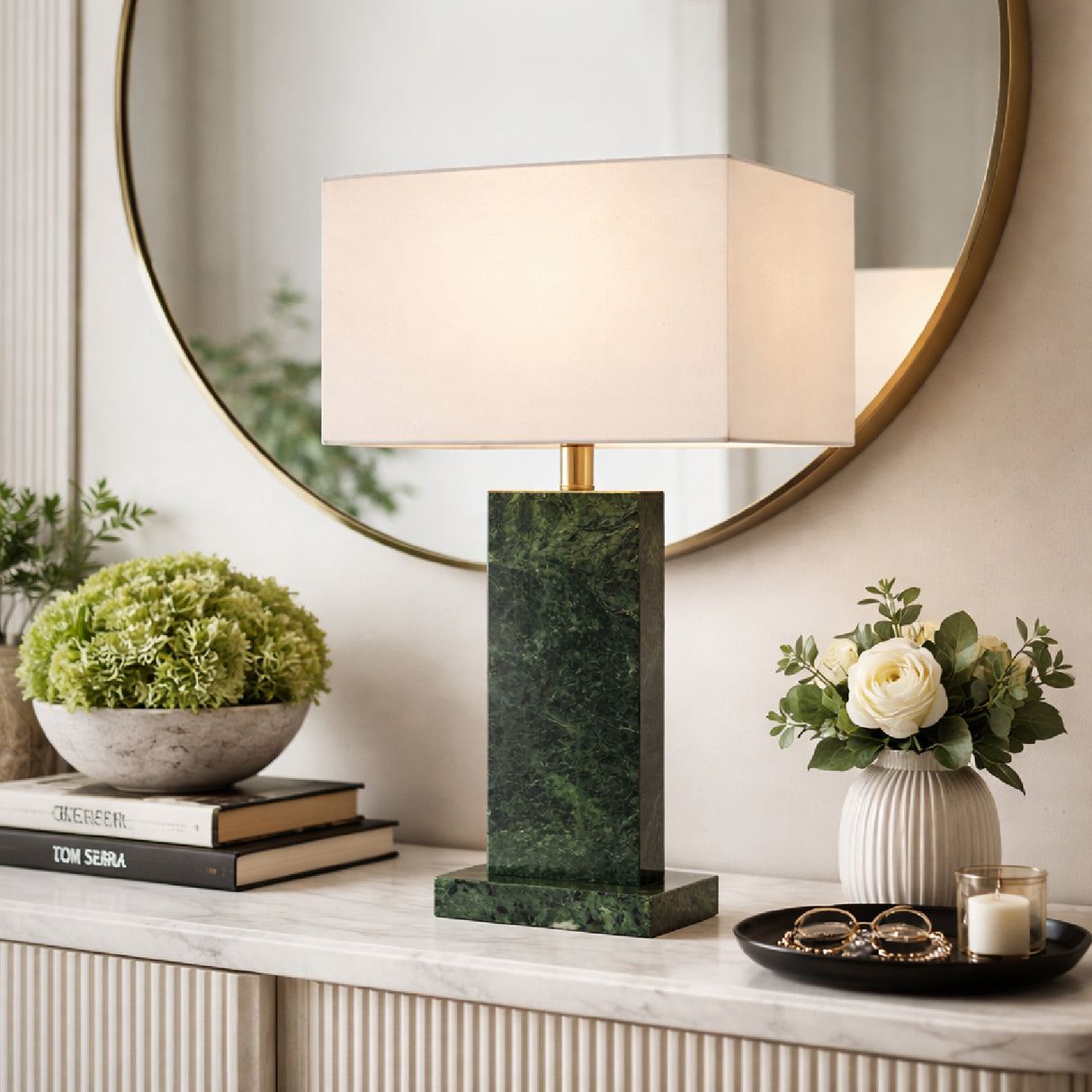   Modern European furniture - Rectangular Brushed Marble Table Lamp - www.oroa.com | Oroa.com