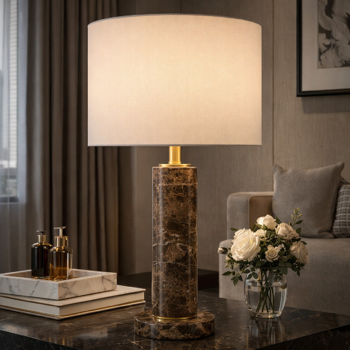   Modern European furniture - Brushed Marble Tube Table Lamp - www.oroa.com | Oroa.com