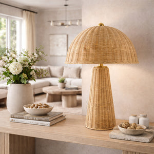   Modern European furniture - Dome Rattan Accent Table Lamp - www.oroa.com | Oroa.com