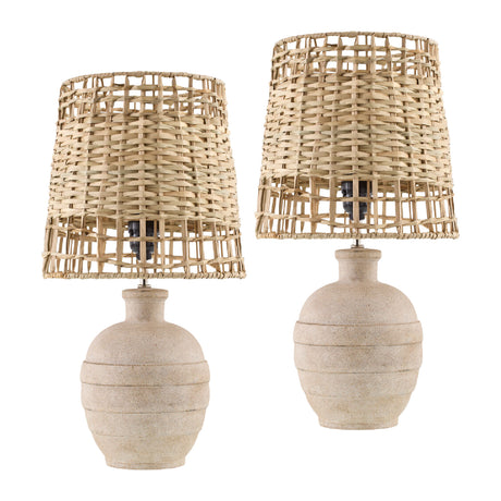   Modern European furniture -  Woven Seagrass Ceramic Table Lamps (2) - www.oroa.com | Oroa.com