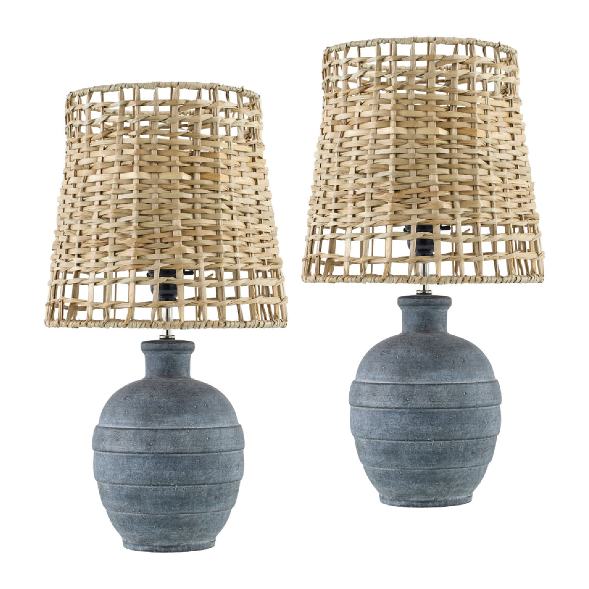   Modern European furniture -  Woven Seagrass Ceramic Table Lamps (2) - www.oroa.com | Oroa.com