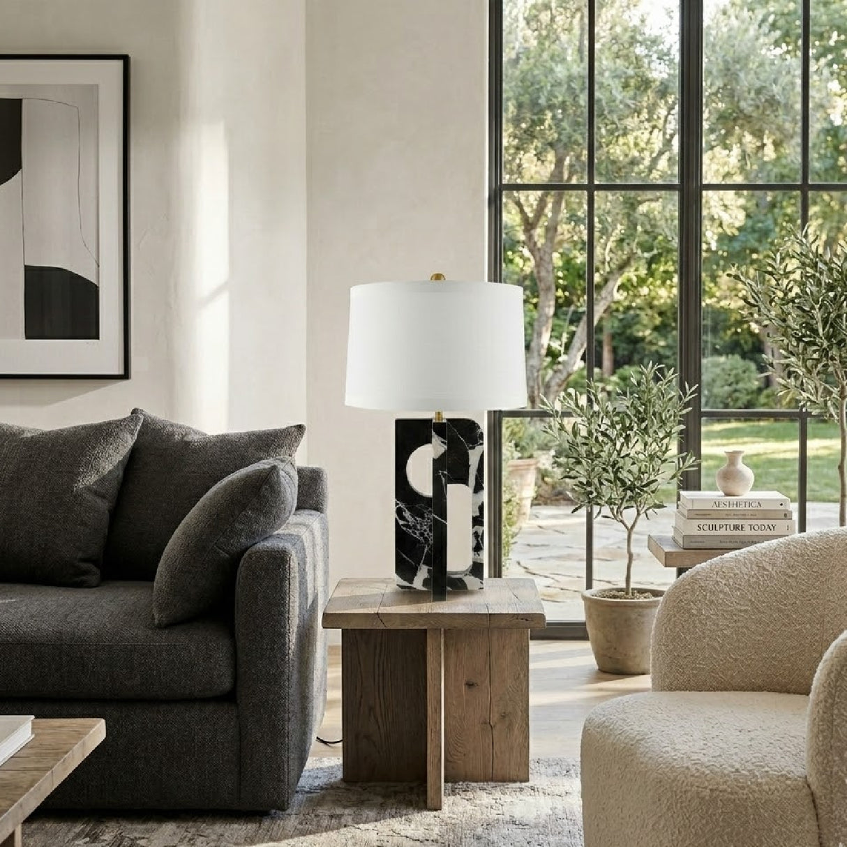   Modern European furniture - Geometrical Black Marble Table Lamp - www.oroa.com | Oroa.com