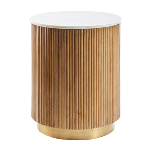   Modern European furniture - Reeded Wood Marble End Table - www.oroa.com | Oroa.com