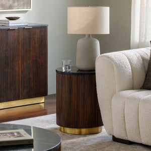   Modern European furniture - Reeded Wood Marble End Table - www.oroa.com | Oroa.com