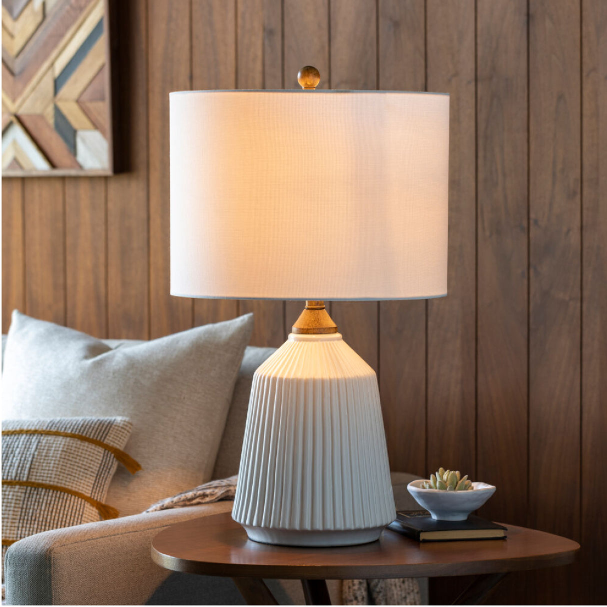   Modern European furniture - Reeded Glazed Ceramic Table Lamp - www.oroa.com | Oroa.com