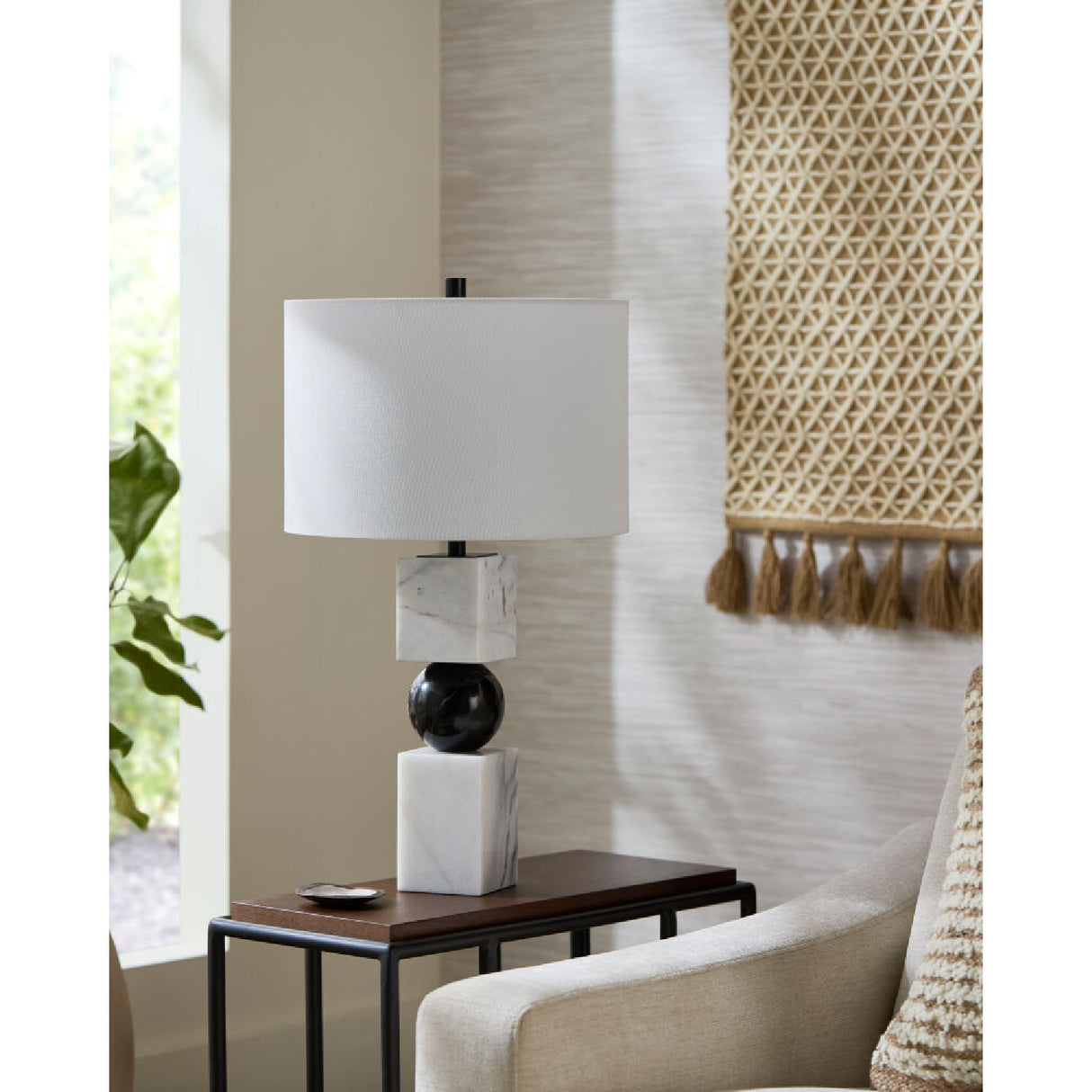   Modern European furniture - Two-Toned Geometrical Marble Table  Lamp - www.oroa.com | Oroa.com