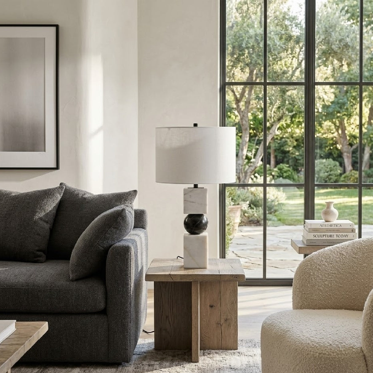   Modern European furniture - Two-Toned Geometrical Marble Table  Lamp - www.oroa.com | Oroa.com