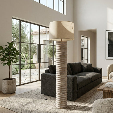   Modern European furniture - Beige Linen Accent Floor Lamp - www.oroa.com | Oroa.com