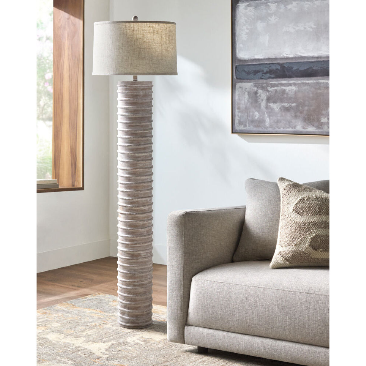   Modern European furniture - Beige Linen Accent Floor Lamp - www.oroa.com | Oroa.com