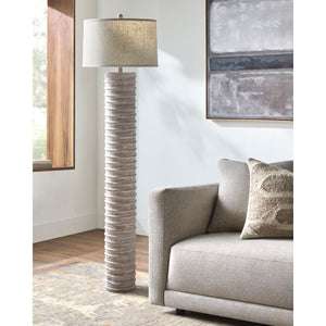   Modern European furniture - Beige Linen Accent Floor Lamp - www.oroa.com | Oroa.com