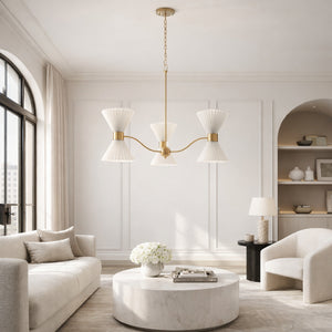   Modern European furniture - Pleated White Linen 6-Light Chandelier - www.oroa.com | Oroa.com