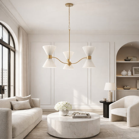  Modern European furniture - Pleated White Linen 6-Light Chandelier - www.oroa.com | Oroa.com