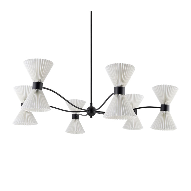 Modern European furniture - Pleated White Linen 10-Light Chandelier - www.oroa.com