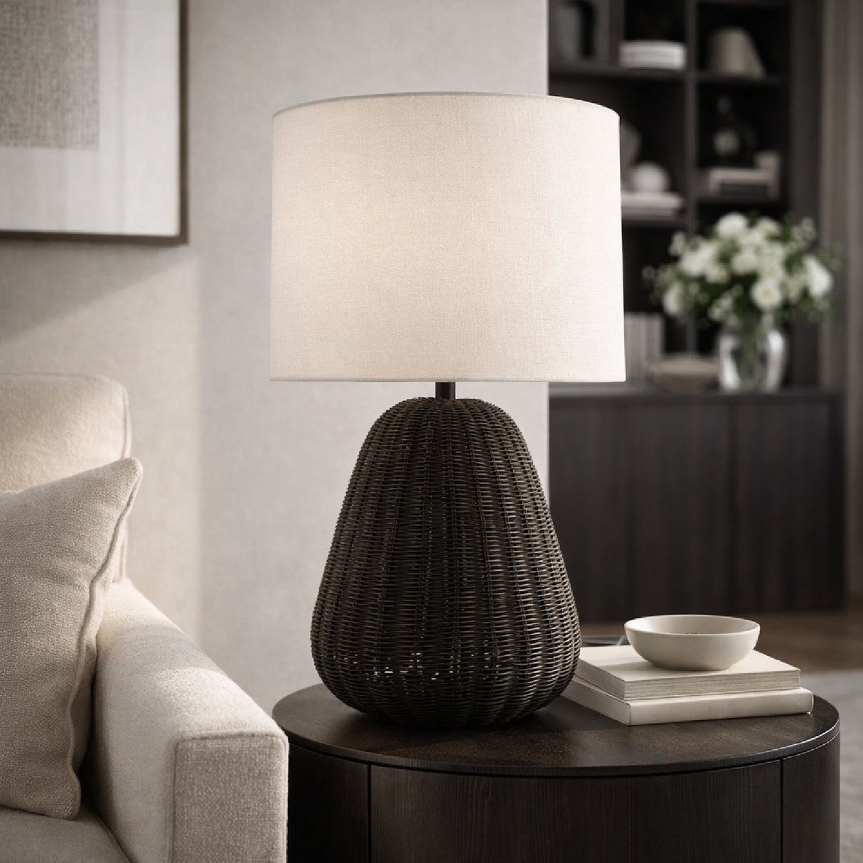   Modern European furniture - Hand-painted Rattan Linen Table Lamp - www.oroa.com | Oroa.com