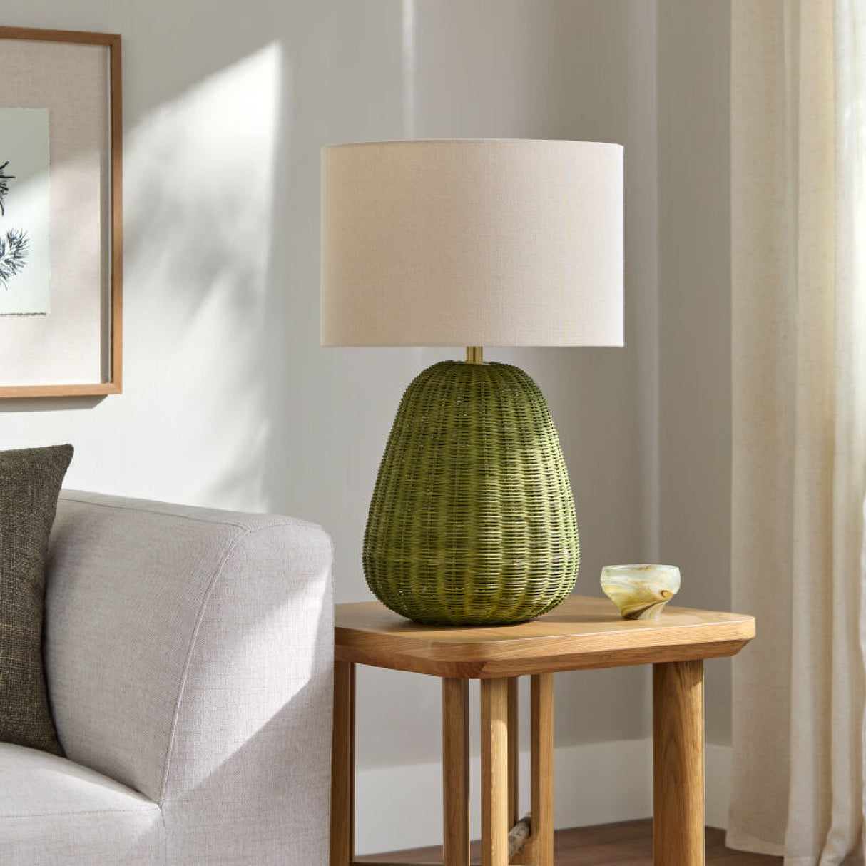   Modern European furniture - Hand-painted Rattan Linen Table Lamp - www.oroa.com | Oroa.com