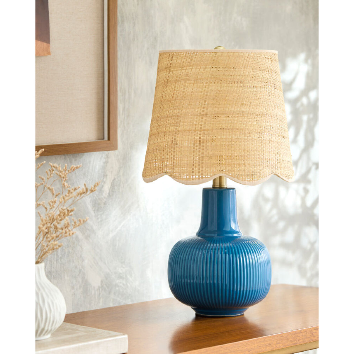   Modern European furniture - Scalloped Beige Jute Table Lamp - www.oroa.com | Oroa.com